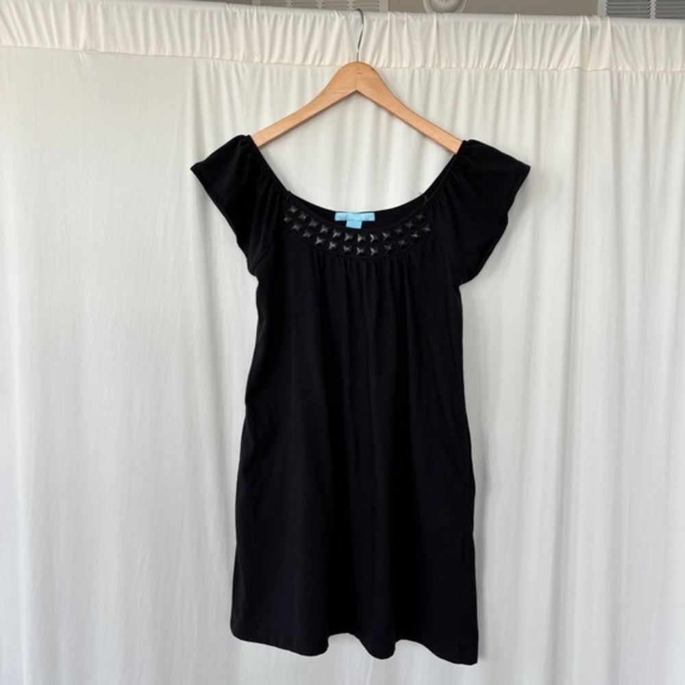 Island Clothing Company Studded Mini Dress M Black Pockets Y2K Fairy Romantic